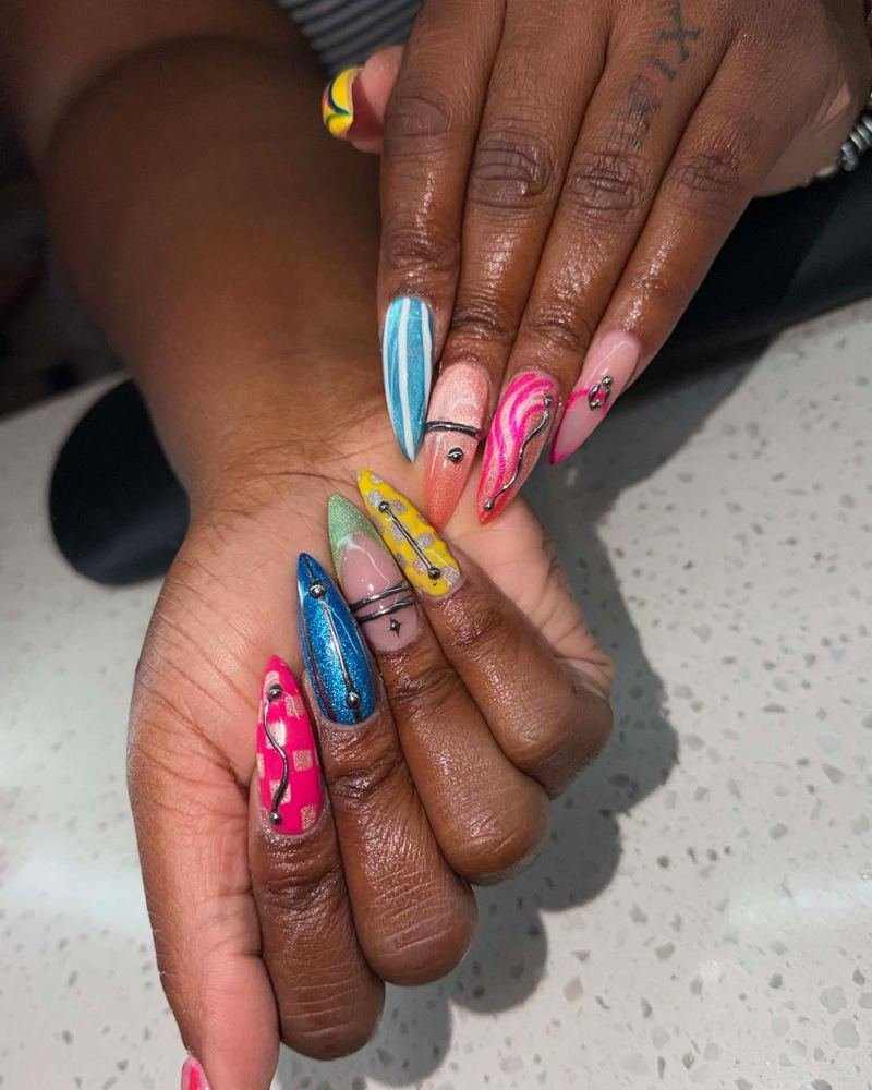 A bright multi-colour coffin set